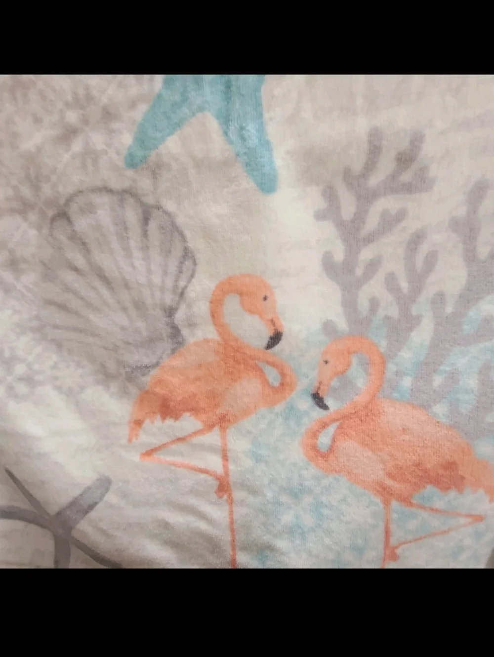 4pc Coastal Pink Flamingo Seashell Velour Bath & Hand Towel Set Sage Island Spa